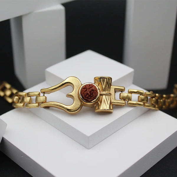 Elevate Your Style with the Elegance of a Gold-Plated Rudraksha Hand  Bracelet | Rudraksha bracelet, Hand bracelet, Om bracelet